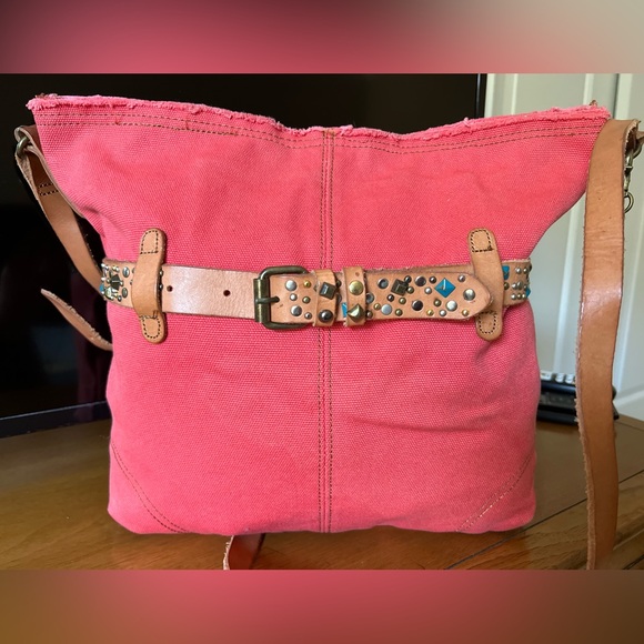 Lucky Brand Colexico Cayenne Color Canvas Studded Tote Crossbody - Picture 2 of 16